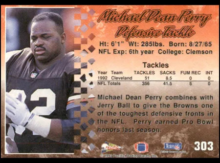 1993 Pacific Michael Dean Perry Football Card #303
