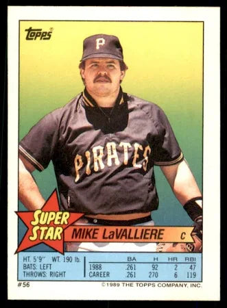 1989 Topps Super Star Mike LaValliere Baseball Card #56