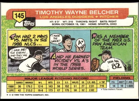1989 Topps Timothy Wayne Belcher Baseball Card #145