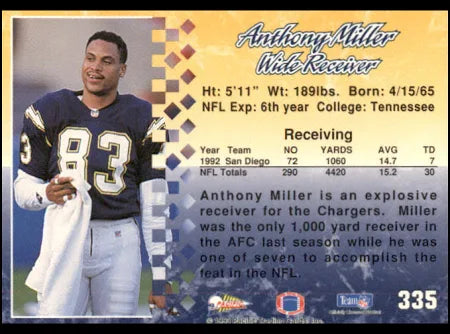 1993 Pacific Anthony Miller Football Card #335