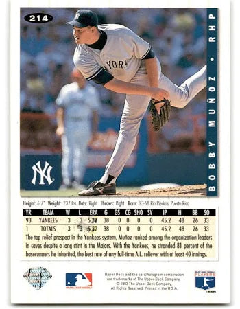 1994 Upper Deck Collectors Choice Bobby Munoz Baseball Card #214