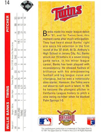 1992 Upper Deck Star Rookie Willie Banks Baseball Card #14