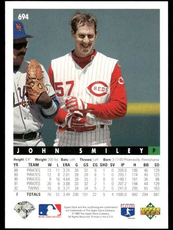 1993 Upper Deck John Smiley Baseball Card #694