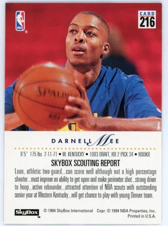 1994 Skybox Darnell Mee Basketball Card #216
