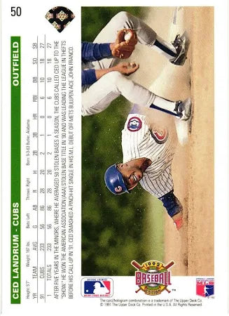 1992 Upper Deck Ced Landrum Baseball Card #50