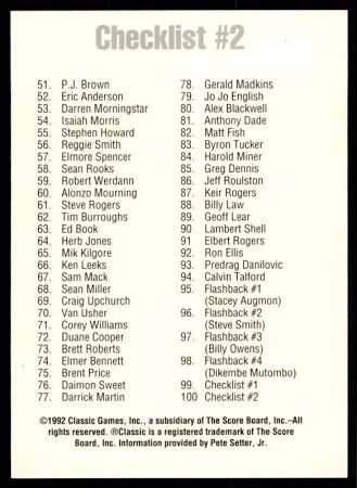 1992 Classic Draft Picks Checklist #2 Baseball Card #2