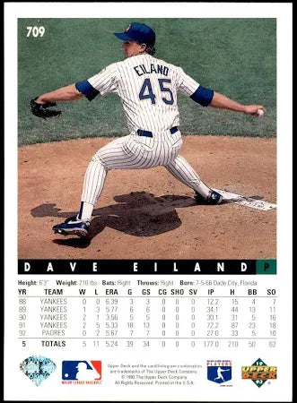 1993 Upper Deck Dave Eiland Baseball Card #709