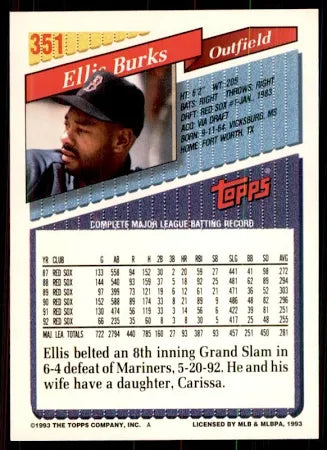 1993 Topps Ellis Burks Baseball Card #351