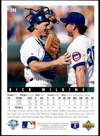 1993 Upper Deck Rick Wilkins Baseball Card #598