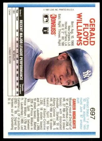 1992 Donruss Gerald Floyd Williams Baseball Card #697