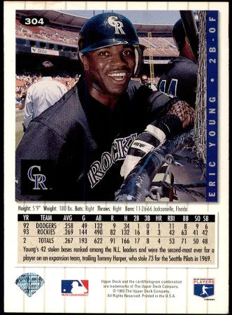 1993 Upper Deck Collectors Choice Eric Young Baseball Card #304
