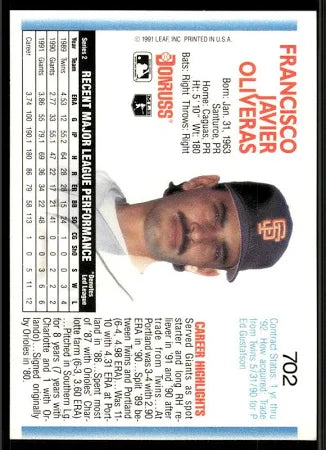1992 Donruss Francisco Javier Oliveras Baseball Card #702