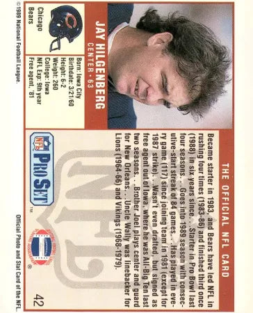 1989 NFL Pro Set Jay Hilgenberg Football Card #42