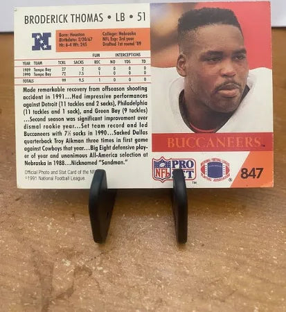 1991 NFL Pro Set Broderick Thomas Football Card #847