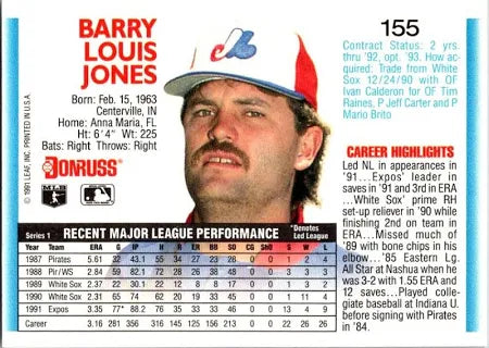 1992 Donruss Barry Louis Jones Baseball Card #155