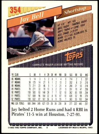 1993 Topps Jay Bell Baseball Card #354