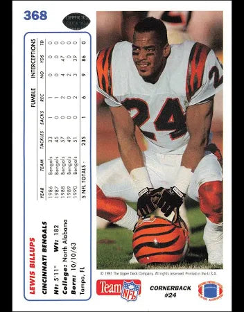 1991 Upper Deck Lewis Billups Football Card #368
