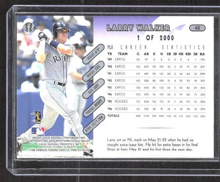 1996 Donruss Larry Walker Baseball Card #48