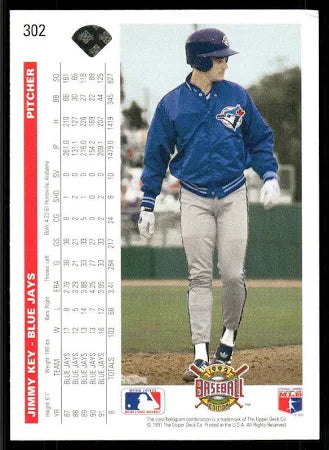 1991 Upper Deck Jimmy Key Baseball Card #302