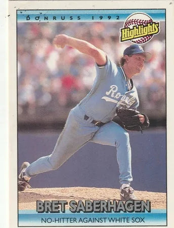 1992 Donruss Highlights Royals Bret Saberhagen No-Hits White Sox Baseball Card #434