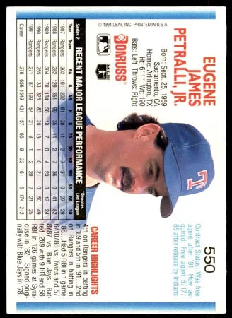 1992 Donruss Eugene James Petralli Jr. Baseball Card #550