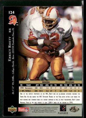 1995 Upper Deck Errrict Rhett Football Card #124