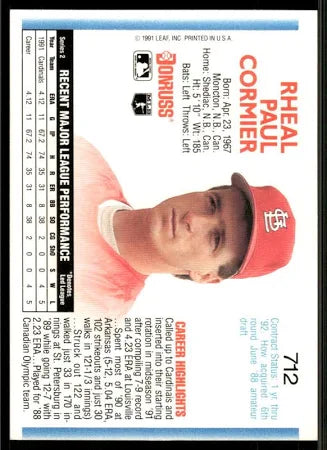1992 Donruss Rheal Paul Cormier Baseball Card #712