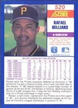 1990 Score Rafael Belliard Baseball Card #520