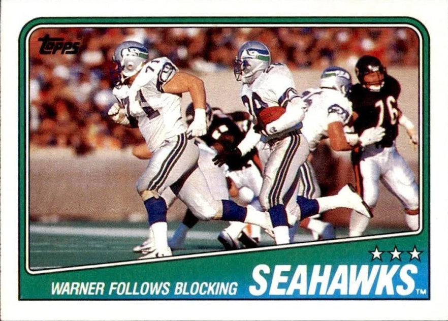 1988 Topps Seattle Seahawks 1987 Team Leaders Curt Warner, Steve Largent, Kenny Easley, Jacob Green, Fredd Young Football Card #130