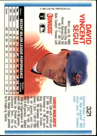 1992 Donruss David Vincent Segui Baseball Card #321