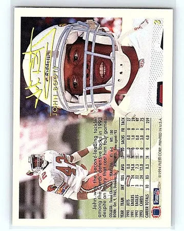 1994 Fleer John Booty Football Card #3