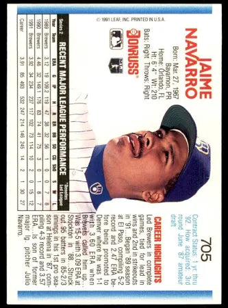 1992 Donruss Jaime Navarro Baseball Card #705