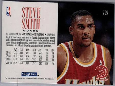 1995 Skybox Steve Smith Basketball Card #205