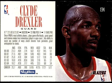 1994 Skybox Clyde Drexler Basketball Card #134
