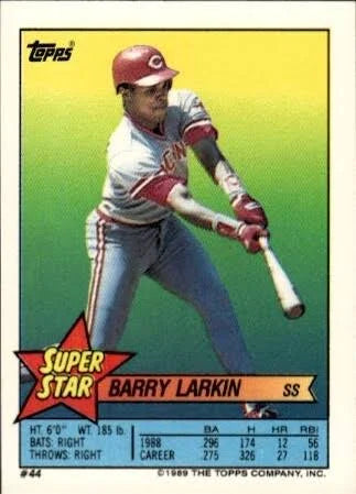 1989 Topps Super Star Sticker Barry Larkin Baseball Card #44