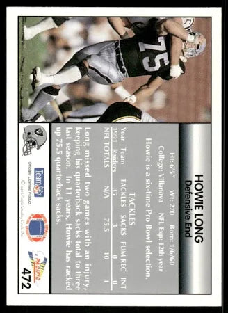 1992 Pacific Howie Long Football Card #472