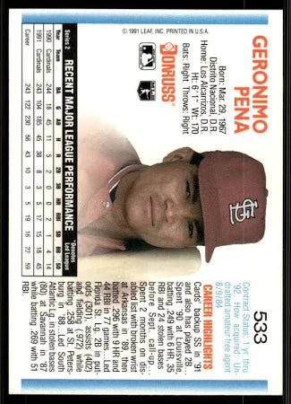 1992 Donruss Geronimo Pena Baseball Card #533