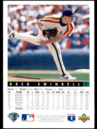 1993 Upper Deck Greg Swindell Baseball Card #695