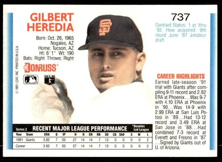 1992 Donruss Gilbert Heredia Baseball Card #737