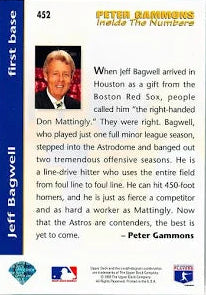 1993 Upper Deck Peter Gammons Inside the Numbers Jeff Bagwell Baseball Card #452