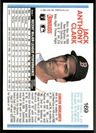 1992 Donruss Jack Anthony Clark Baseball Card #169