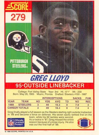 1990 Score Greg Lloyd Football Card #279