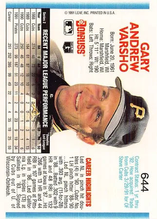 1992 Donruss Gary Andrew Varsho Baseball Card #644