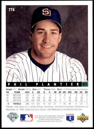 1993 Upper Deck Phil Plantier Baseball Card #774