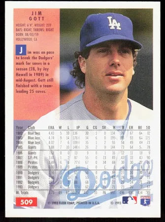 1993 Fleer Jim Gott Baseball Card #509