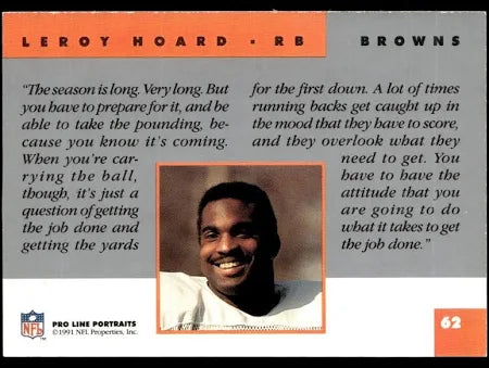 1991 NFL Pro Line Live Leroy Hoard Football Card #62