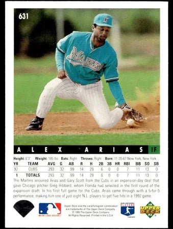 1993 Upper Deck Alex Arias Baseball Card #631