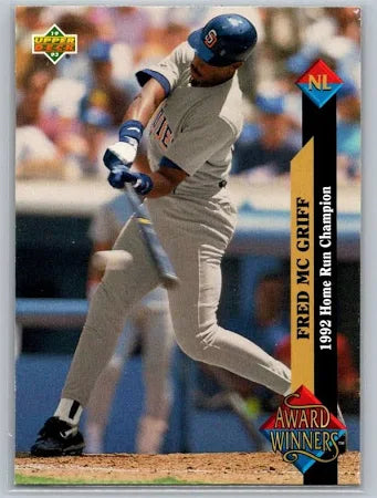 1993 Upper Deck Award Winners 1992 Home Run Champion Fred McGriff Baseball Card #496