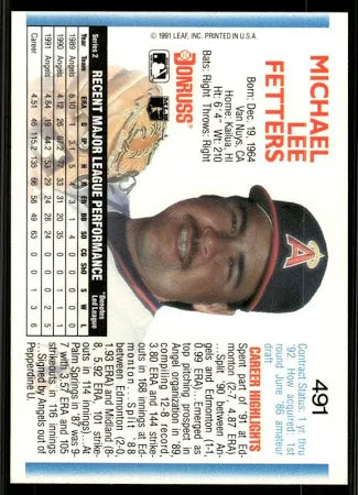 1992 Donruss Michael Lee Fetters Baseball Card #491