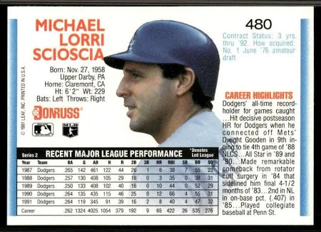 1992 Donruss Michael Lorri Scioscia Baseball Card #480